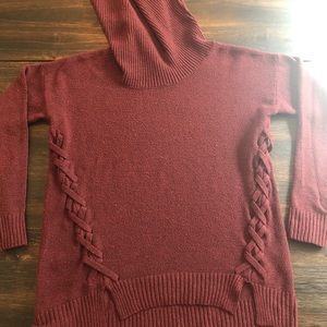 Burgundy turtleneck sweater